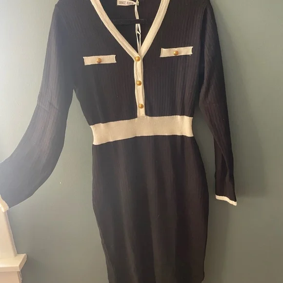 Grace Karin Black and White Women's Dress - Picture 3 of 6